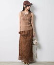 レースストレートロングスカート<大きいサイズ有>シックスタイル