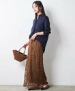 レースストレートロングスカート<大きいサイズ有>シックスタイル