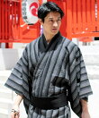 粋浴衣5点セット【浴衣/ワンタッチ帯/下駄/扇子/巾着】