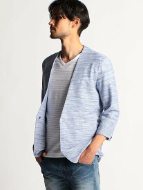 【SALE／37%OFF】NICOLE CLUB FOR MEN ハニカムジャガードノーカラー7分袖ジャケット ニコル トップス カーディガン ブルー グレー ブラック レッド【送料無料】