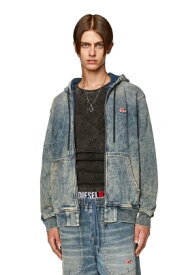 DIESEL メンズ トラックデニム ジップアップパーカー ディーゼル トップス パーカー・フーディー ブルー【送料無料】