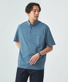 UNITED ARROWS green label relaxing サッカー ストライプ ボタンダウンカラー 半袖 ポロシャツ -吸水速乾- ユナイテッドアローズ グリーンレーベルリラクシング トップス ポロシャツ ネイビー グレー【送料無料】