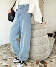 アシンメトリーストレートデニムパンツ