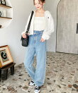 アシンメトリーストレートデニムパンツ