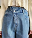 アシンメトリーストレートデニムパンツ