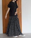 袖フリルTシャツ