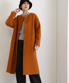 【SALE／30%OFF】N. Natural Beauty Basic パイルメルトンノーカラーコート《S Size Line》 エヌ ナチュラルビューティーベーシック* ジャケット・アウター その他のジャケット・アウター オレンジ ブラック ブラウン ベージュ【送料無料】