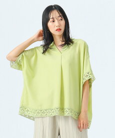 BEAMS HEART WOMEN レース スキッパー ブラウス ビームス ハート トップス シャツ・ブラウス ホワイト ネイビー【送料無料】