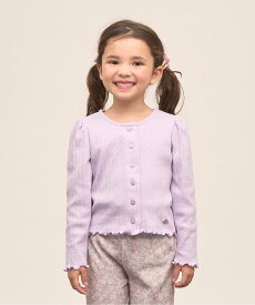 Lycee mine 【UV加工】【温度調整できる】パターンメッシュカーディガン【子供服】【キッズ】【女の子】 ナルミヤオンライン トップス カーディガン ネイビー ピンク グレー ホワイト パープル ブルー