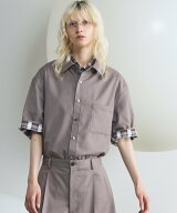 MAISON SPECIAL NISHIKAWA KEORI Wool Mix Prime-Over Short Sleeve Shirt メゾンスペシャル トップス シ…