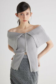 rienda BIGカラーオフショル Knit TOP リエンダ トップス ニット ブラック ピンク ブルー グレー【送料無料】