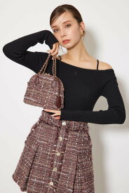 【SALE／40%OFF】rienda ツイードキルティングショルダーバッグ リエンダ バッグ その他のバッグ レッド ブラウン【送料無料】