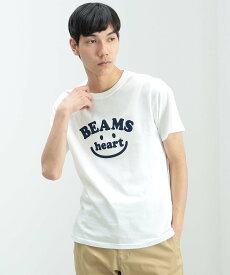 BEAMS HEART MEN BEAMS HEART / スマイルロゴ Tシャツ 24SS ビームス ハート トップス カットソー・Tシャツ ホワイト ネイビー【送料無料】