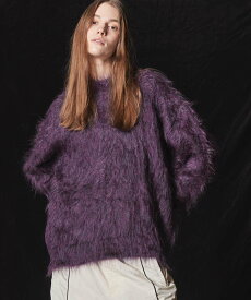 MAISON SPECIAL IGEA Super Brushed Kid-Mohair Prime-Over Crew Neck Knit Pullover メゾンスペシャル トップス ニット ブラック ブルー パープル ブラウン【送料無料】