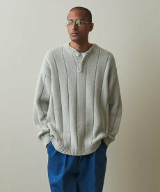 【SALE／70%OFF】Steven Alan ＜Steven Alan＞ BALLOON CTN WIDE/RIB HENLEY NECK SWEATER -LOOSE/ニット ユナイテッドアローズ アウトレット トップス ニット グレー ネイビー【送料無料】