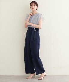 natural couture ウエストリボンハイウエストパンツ ナチュラルクチュール パンツ その他のパンツ ネイビー ホワイト ブラック【送料無料】