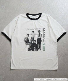 The Beatles リラックスフィット フォトプリント リンガーTシャツ 【限定展開】 フリークスストア トップス カットソー・Tシャツ ホワイト グレー【送料無料】