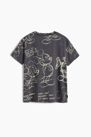 Desigual スケッチ風ミッキーマウスTシャツ ディズニー ブラック ホワイト デシグアル トップス カットソー・Tシャツ グレー ホワイト【送料無料】