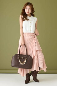 【SALE／40%OFF】rienda プリーツティアードマキシスカート リエンダ スカート ロング・マキシスカート ブラック ピンク ホワイト【送料無料】