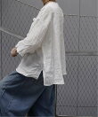 フレンチリネンキャンバス フリルプルブラウス