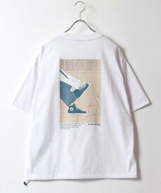 CONVERSE Tシャツ メンズ 半袖 ドローコード付 バックプリント マルカワ トップス カットソー・Tシャツ ホワイト ブルー グレー ブラック