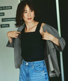 組曲 テレコスクエア タンクトップ クミキョク トップス ノースリーブ・タンクトップ ホワイト ブラック