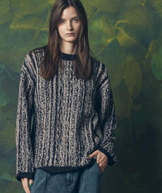 MAISON SPECIAL Irregular Inlay Knitting Prime-Over Crew Neck Knit Pullover メゾンスペシャル トップス ニット ブラック【送料無料】