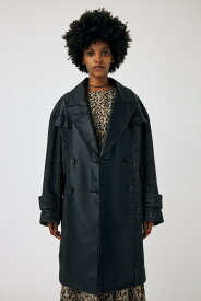 【SALE／50%OFF】MOUSSY F/LEATHER COMBI MIDI コート マウジー ジャケット・アウター その他のジャケット・アウター ブラック ホワイト【送料無料】