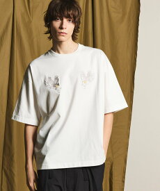 MAISON SPECIAL Eagle Embroidery Prime-Over Crew Neck T-shirt メゾンスペシャル トップス カットソー・Tシャツ ブラック ホワイト【送料無料】