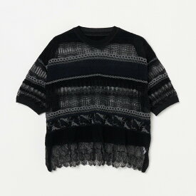 boussole JACQUARD LACE SHORT SLEEVE エリオポール トップス カットソー・Tシャツ ベージュ ブラック【送料無料】