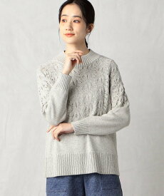 【SALE／55%OFF】Comme ca Mature ミックス・柄編みプルオーバーニット コムサイズム トップス ニット グリーン ピンク ベージュ【送料無料】