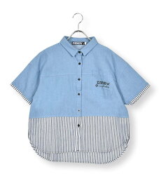 【SALE／50%OFF】ZIDDY デニムコットンドッキングシャツ(130~160cm) ベベ オンライン ストア トップス シャツ・ブラウス ブラック ブルー