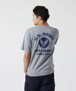 AVIREX FADE WASH EMBROIDERY T-SHIRT "U.S.AAC" ABbNX gbvX Jbg\[ETVc O[ u[yz