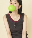 ワッフル 2WAY ヘンリーネック タンクトップ