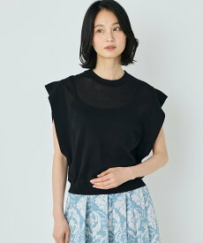 【SALE／60%OFF】7-IDconcept. コットンナイロンクルーネックプルオーバー セブンアイディコンセプト トップス ニット ブラック ブルー【送料無料】