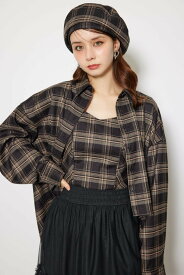 【SALE／30%OFF】rienda フロントショートチェックシャツ リエンダ トップス シャツ・ブラウス ベージュ ブラック【送料無料】