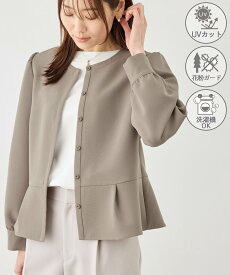 ROPE' PICNIC 【WEB限定】360°ウルトラストレッチ 羽織れるペプラムブラウス/ 花粉ガード・セットアップ対応 ロペピクニック トップス シャツ・ブラウス ネイビー ブラック ベージュ【送料無料】