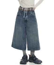 【SALE／10%OFF】MASONPRINCE ルーズフィット Aライン クロップドデニムパンツ NDK1925【MASONPRINCE】 チュクラ パンツ ジーンズ・デニムパンツ ブルー【送料無料】