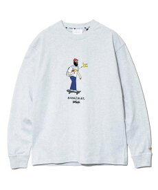 (What it isNt) ART BY MARK GONZALES (What it isNt) ART BY MARK GONZALES/(M)(What it isNt) L/S TEE ゴースローキャラバン トップス カットソー・Tシャツ グリーン グレー【送料無料】