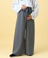 LEPSIM 【産前・産後対応】マタニティ/ヒッコリーワイドパンツ レプシィム マタニティウェア・ベビー用品…