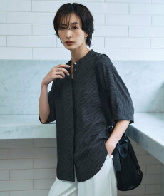 ICB L 【人気のため新色追加・接触冷感・UVケア・速乾・洗える】BackSatinAmunzen 5分袖バンドカラーブラウス アイシービー トップス シャツ・ブラウス ピンク グレー ホワイト ブルー ブラック ネイビー ブラウン【送料無料】