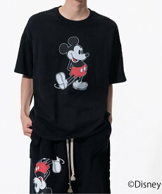 JOINT WORKS DISCOVERED "Disney Collection"＜Mickey＞ Shell Stitch S/S Cutsewn ジョイントワークス トップス カットソー・Tシャツ ブラック ホワイト【送料無料】