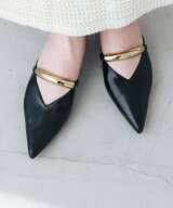 【SALE／50%OFF】EVOL 【柔らかい・クッション入り】ゴールドモチーフフラットミュール イーボル シュー…