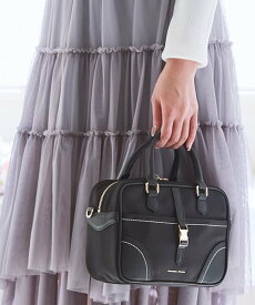 【SALE／50%OFF】Samantha Thavasa ナイロン*合皮 ハンドバッグ サマンサタバサ バッグ ハンドバッグ ブラック ベージュ【送料無料】