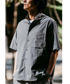 UNITED ARROWS green label relaxing WONDER CLOTH バンドカラー 半袖 シャツ -ストレッチ・接触冷感・吸水速乾- ユナイテッドアローズ グリーンレーベルリラクシング トップス シャツ・ブラウス ブラック ネイビー グレー【送料無料】