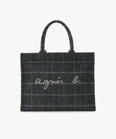 agnes b. VOYAGE チェック ウール ラージ トートバッグ ZAX03B-02 アニエスベー バッグ トートバッグ グレー【送料無料】