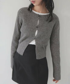 LIAN センターホールリブニットカーディガン リアン トップス ニット グレー ブラック レッド ブラウン【送料無料】