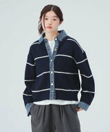 BEAMS HEART WOMEN デニムレイヤード風 ニットカーディガン 26AW 秋新作 ロングシーズン 着回し レイヤー…