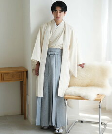 utatane utatane 羽織袴5点セット メンズ オフホワイト*くすみブルー ウタタネ 着物・浴衣・和装小物 着物 ホワイト【送料無料】