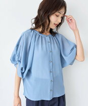 楽天市場】バルーンスリーブ（カラーブルー）（レディースファッション 